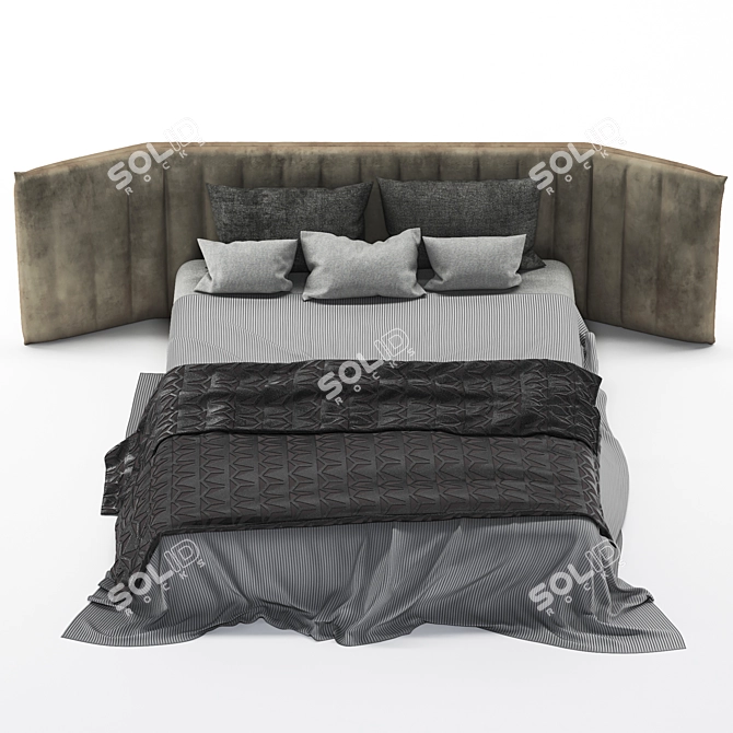 Elegant Sullivan Fabric Bed 3D model image 1