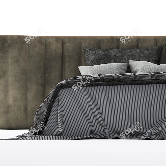 Elegant Sullivan Fabric Bed 3D model image 2