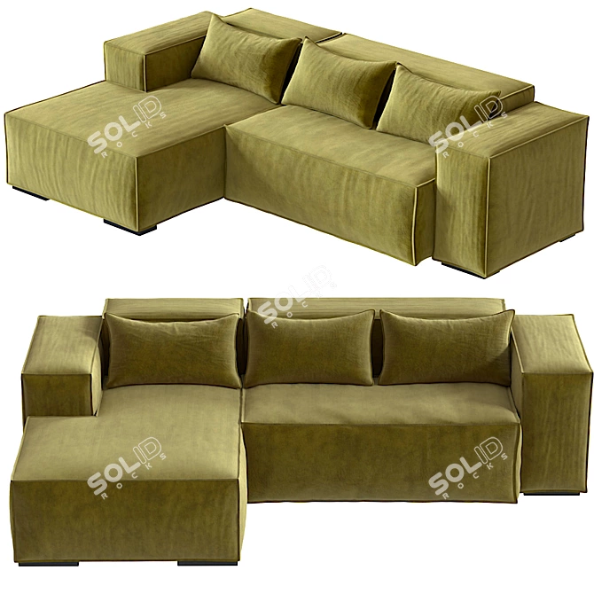 Origami Stone Sofa: Elegant & Modern 3D model image 2