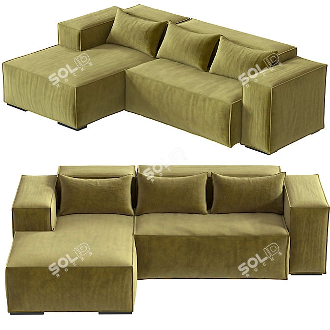 Origami Stone Sofa: Elegant & Modern 3D model image 3