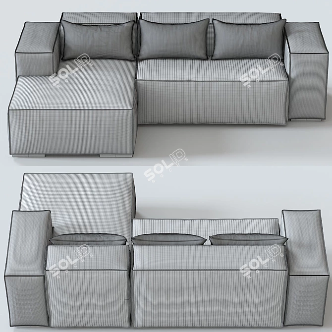 Origami Stone Sofa: Elegant & Modern 3D model image 4