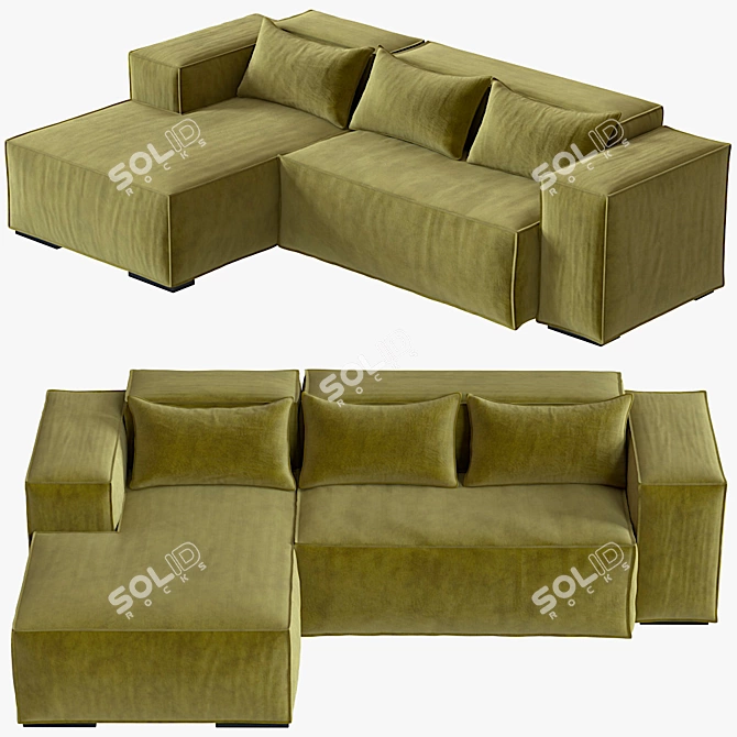 Origami Stone Sofa: Elegant & Modern 3D model image 5