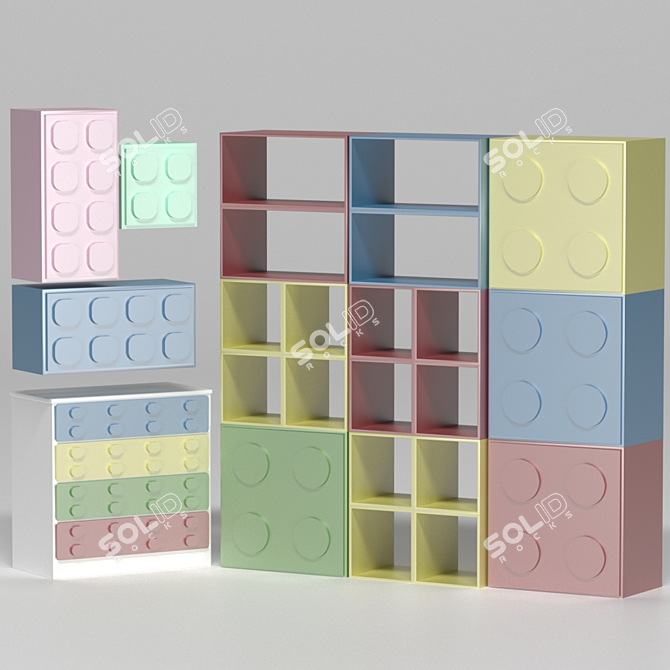 Lego-inspired Nursery Furniture 3D model image 5
