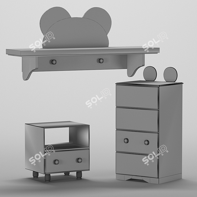 Mickey Mouse Nursery Furniture Set 3D model image 7