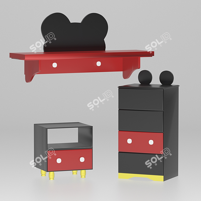 Mickey Mouse Nursery Furniture Set 3D model image 9