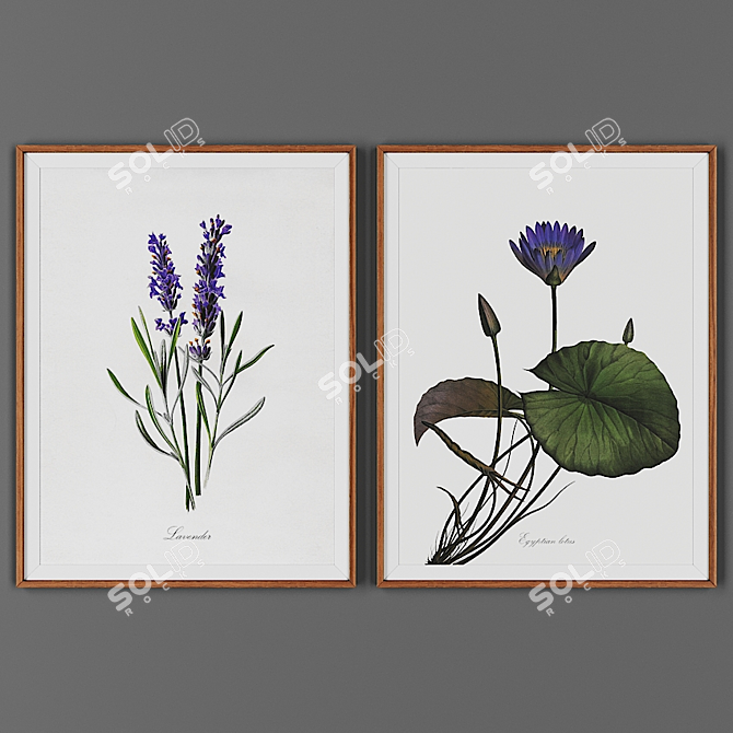 Wooden Frame Picture Set 3D model image 1