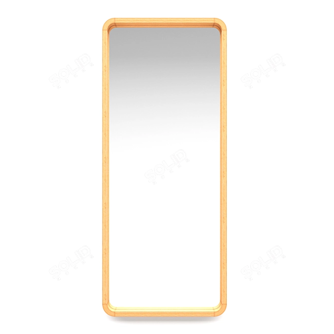 Elegant Ash Wooden Frame Mirror 3D model image 3