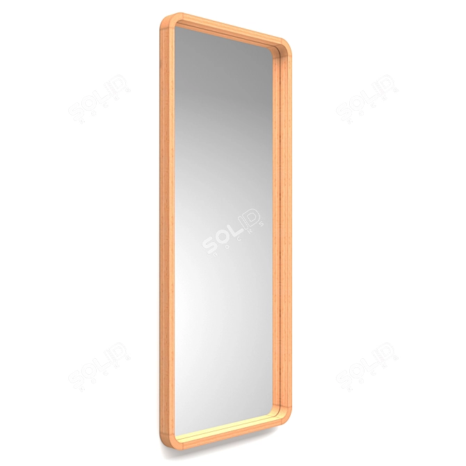 Elegant Ash Wooden Frame Mirror 3D model image 4