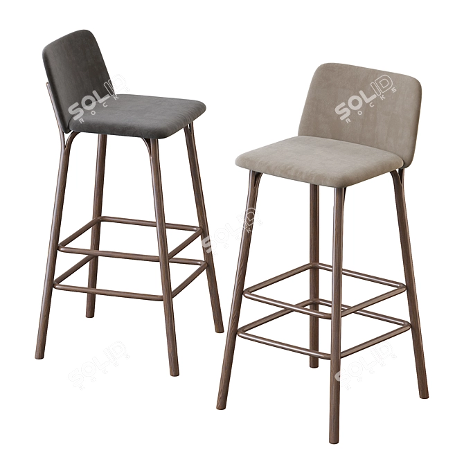 Sleek Split Barstool 3D model image 3