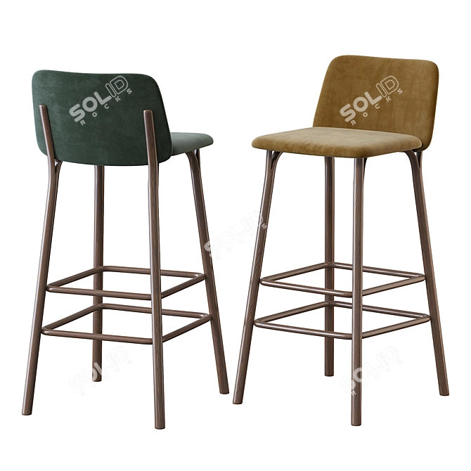 Sleek Split Barstool 3D model image 4