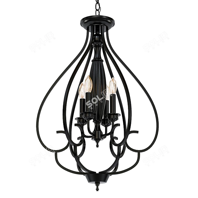 Elegant Bronze Foyer Chandelier 3D model image 1