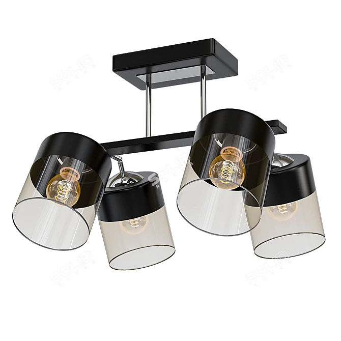 Sleek Black Pendant Light 3D model image 1