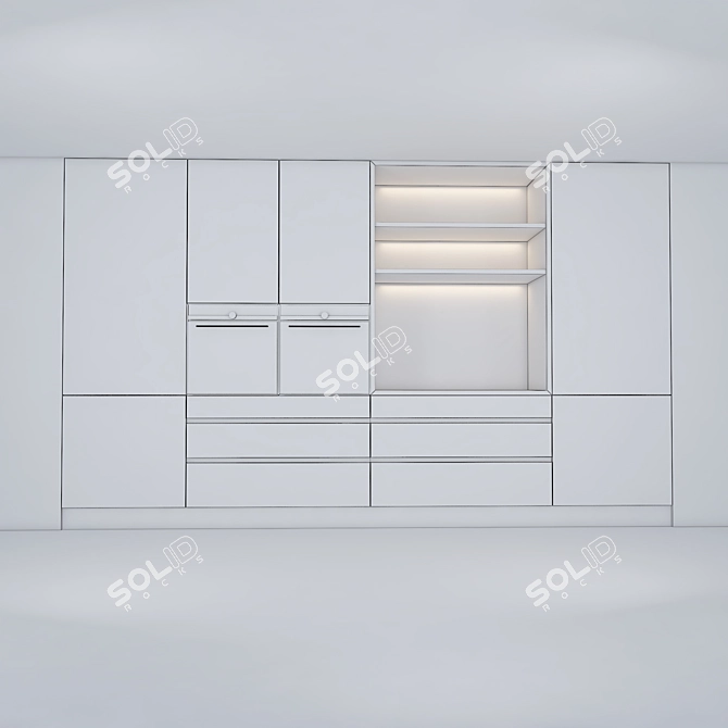 Sleek Stainless Steel Kitchen Set 3D model image 3