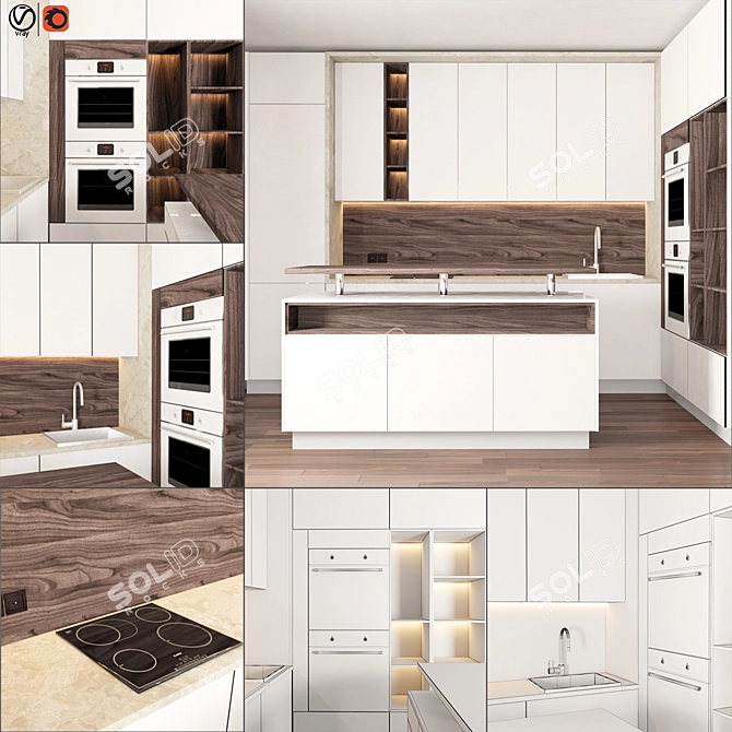 Sleek Kitchen Design: UV Mapped, Textured, Max 2013 3D model image 1