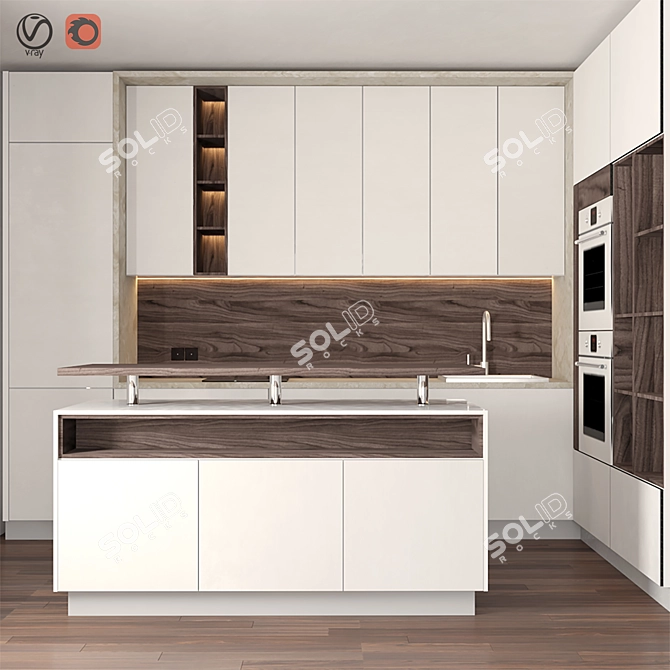 Sleek Kitchen Design: UV Mapped, Textured, Max 2013 3D model image 3