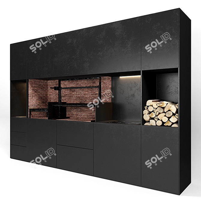 Modern Electric BBQ Kitchen 3D model image 3