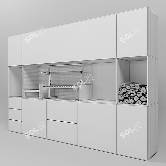 Modern Electric BBQ Kitchen 3D model image 5