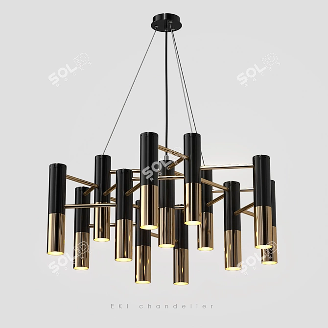 Designer Gold 13-Light Chandelier 3D model image 1