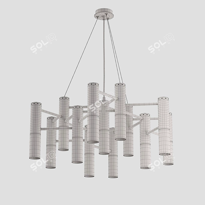 Designer Gold 13-Light Chandelier 3D model image 5