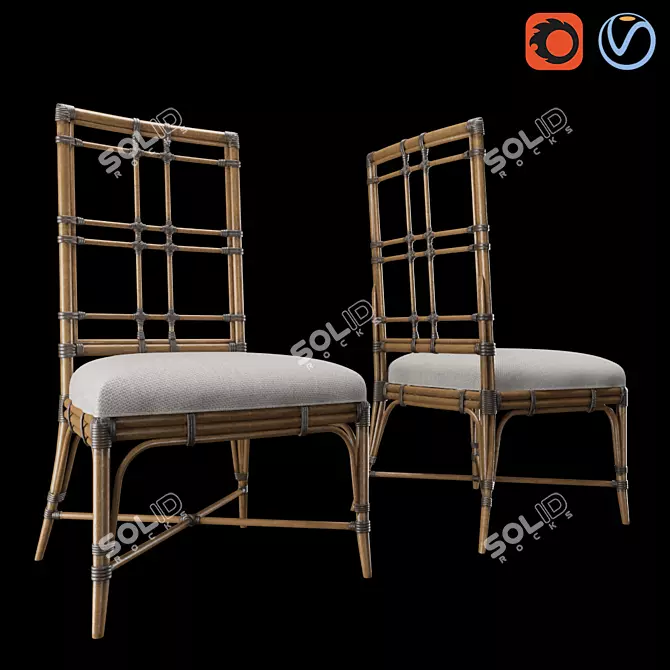 Tropical Sands Rattan Chair 3D model image 1