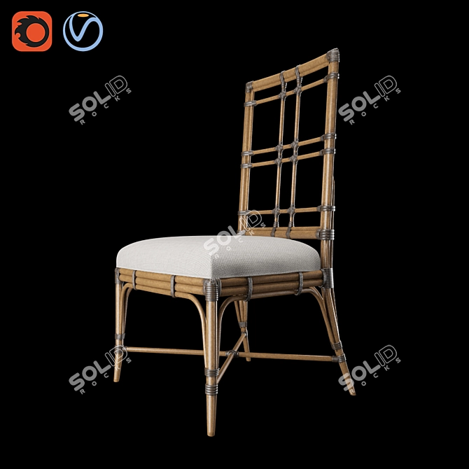 Tropical Sands Rattan Chair 3D model image 2