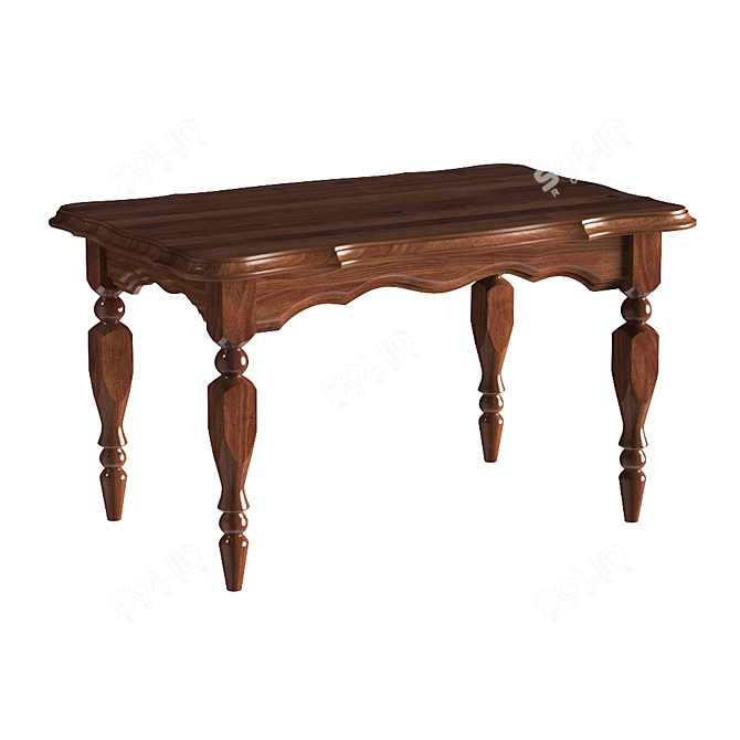 Title: Classic Dark Wood Coffee Table 3D model image 2