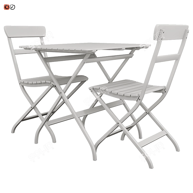 White Outdoor Table Set 3D model image 1