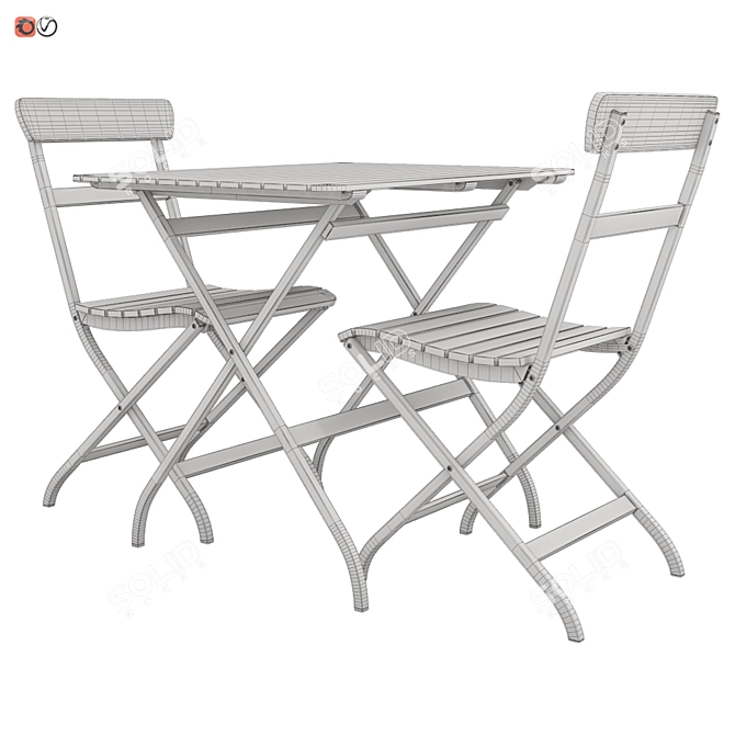 White Outdoor Table Set 3D model image 2