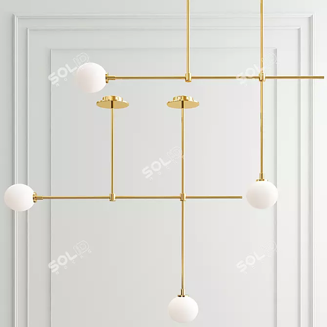 Copper Glow: Modern Dining Chandelier 3D model image 1