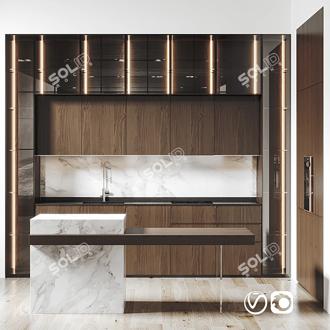 Modern Kitchen Cabinet 3D Model 3D model image 1