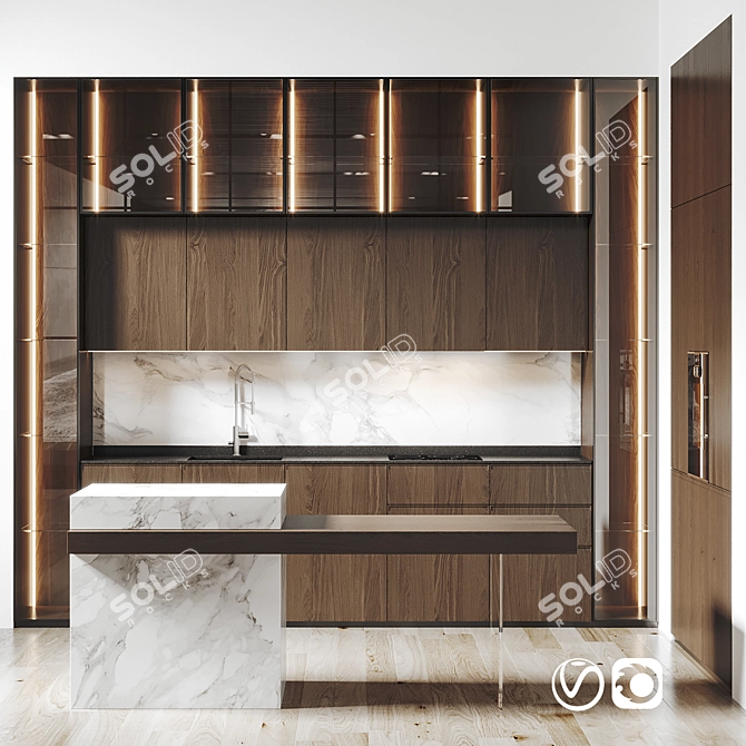 Modern Kitchen Cabinet 3D Model 3D model image 2