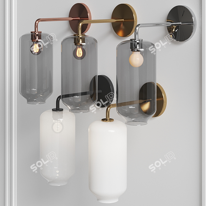 Ethereal Glass Pebble Wall Sconce 3D model image 1