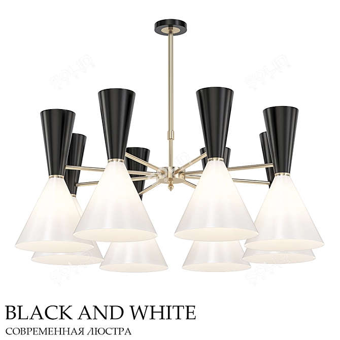 Cairo Chandelier: Elegant Black and White Lighting 3D model image 1