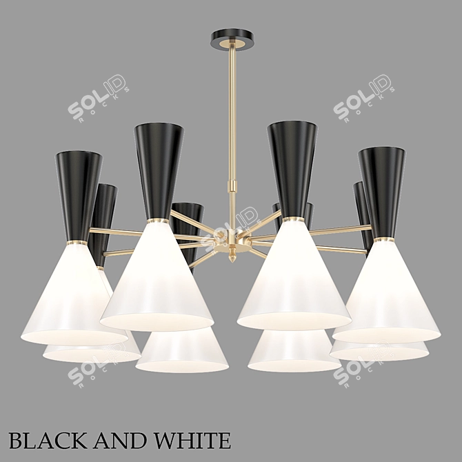 Cairo Chandelier: Elegant Black and White Lighting 3D model image 2