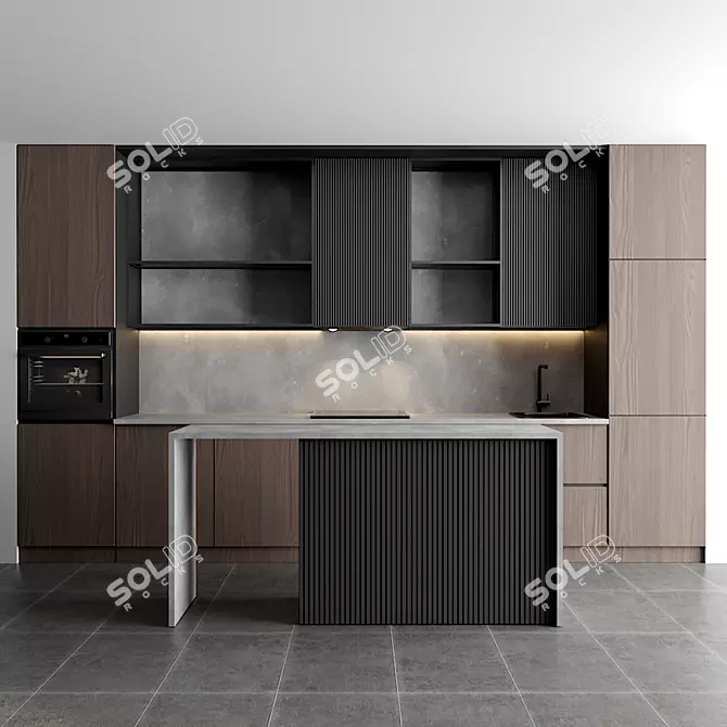 Modular Kitchen 3D Model 3D model image 1