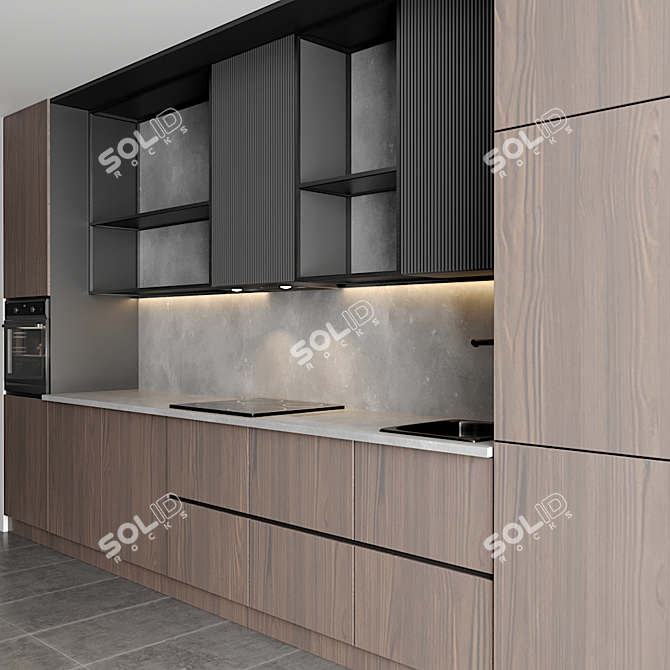 Modular Kitchen 3D Model 3D model image 2