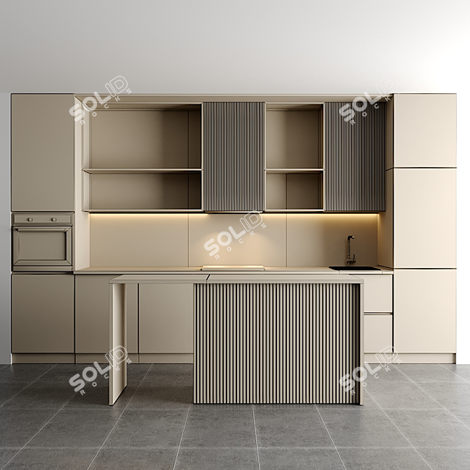 Modular Kitchen 3D Model 3D model image 4