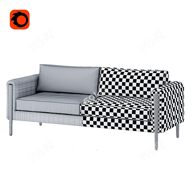 Modern Blue Straight Sofa 3D model image 3