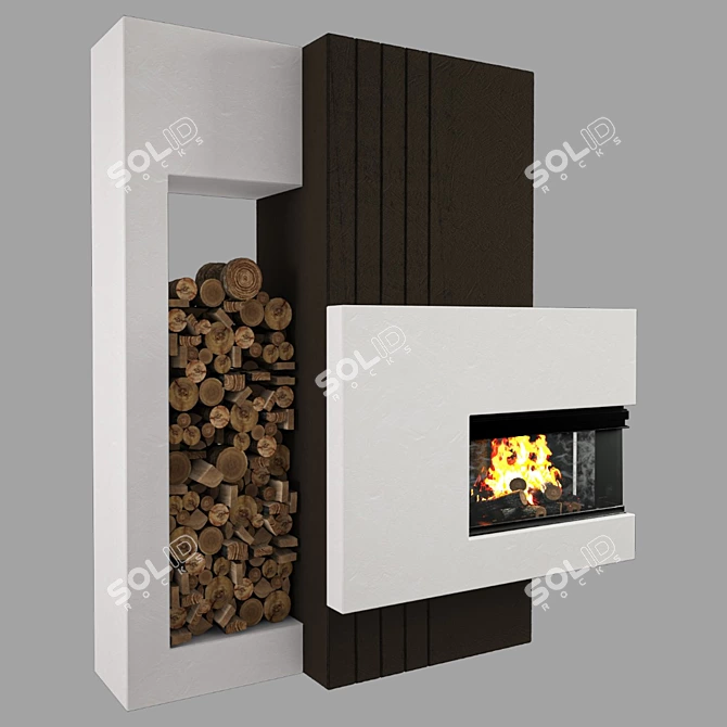 Modern 3D Fireplace Design 3D model image 2