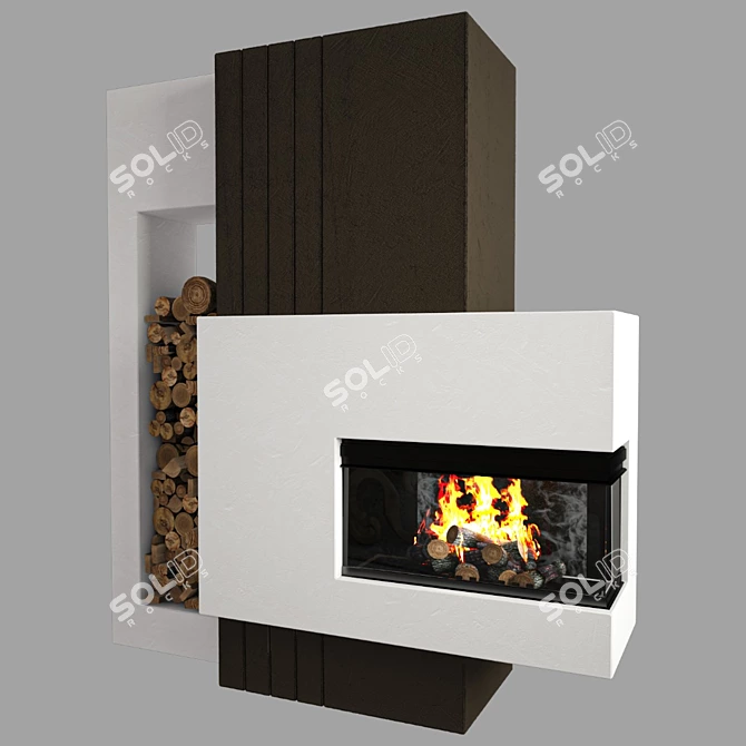 Modern 3D Fireplace Design 3D model image 3