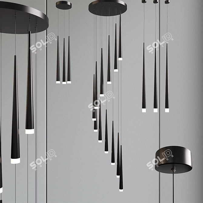 Modern Metal Ceiling Chandelier 3D model image 1