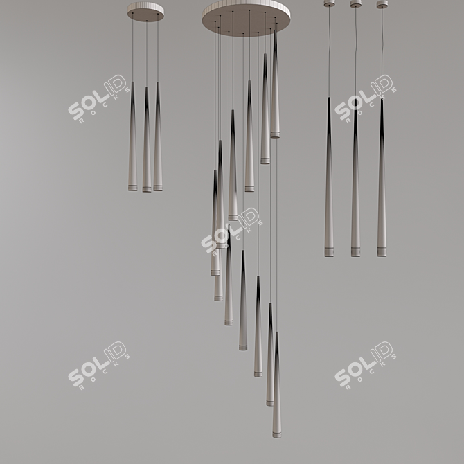 Modern Metal Ceiling Chandelier 3D model image 5