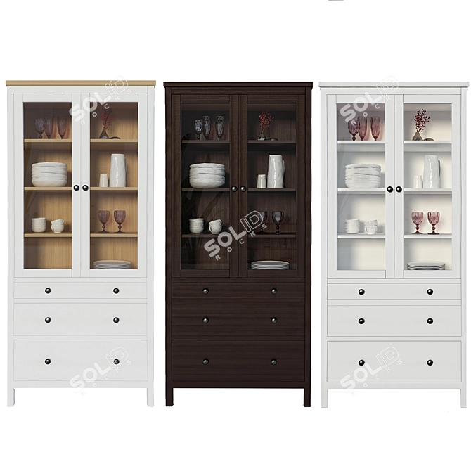 Sleek Storage Solution: Hemnes Glass-door Cabinet 3D model image 2