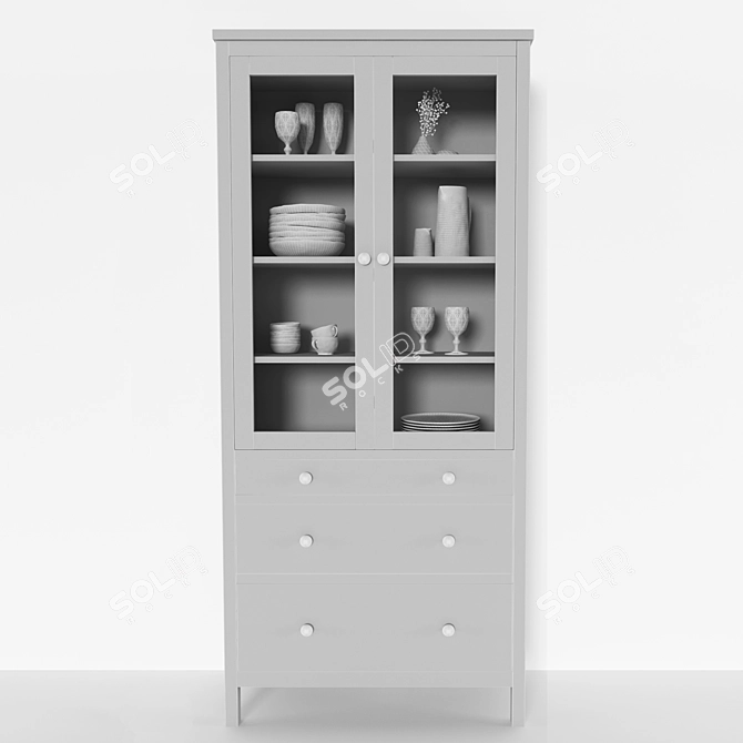 Sleek Storage Solution: Hemnes Glass-door Cabinet 3D model image 3
