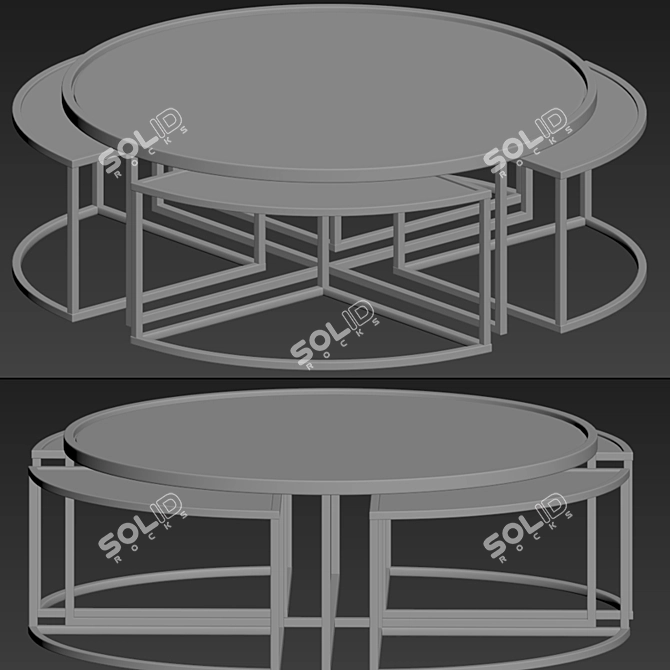 Elegant Padova Coffee Table Set 3D model image 2