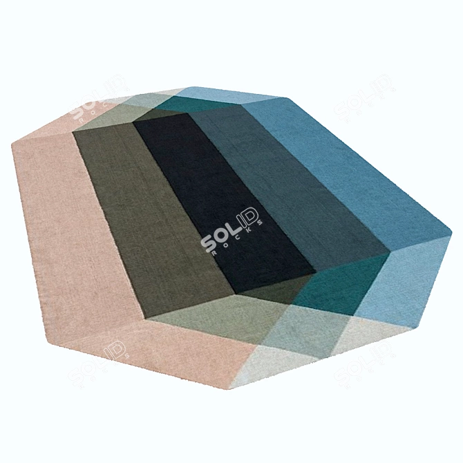 Luxury Diamond Rug in Nude-Petrol 3D model image 1