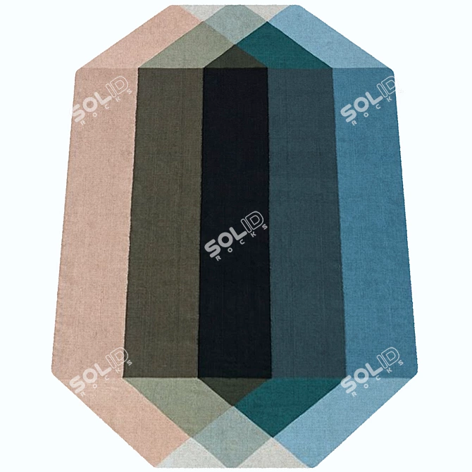 Luxury Diamond Rug in Nude-Petrol 3D model image 2