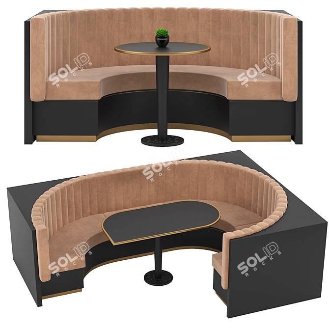 Restaurant Bar Set: Corner Sofa with 2 Colors 3D model image 3
