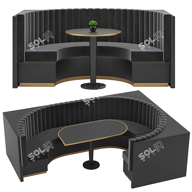 Restaurant Bar Set: Corner Sofa with 2 Colors 3D model image 4