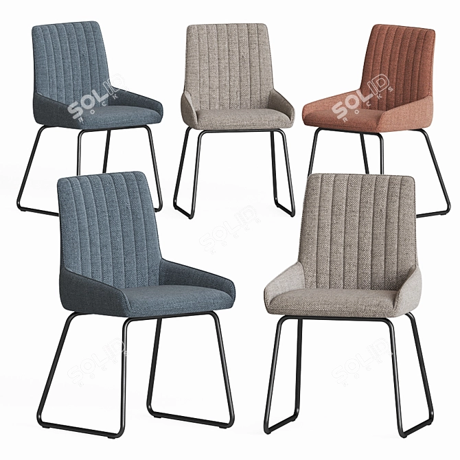 Elegant Velvet Upholstered Dining Chair 3D model image 3